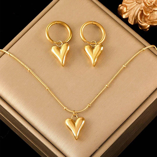Gold-Plated Anti Tarnish Heart Themed Set